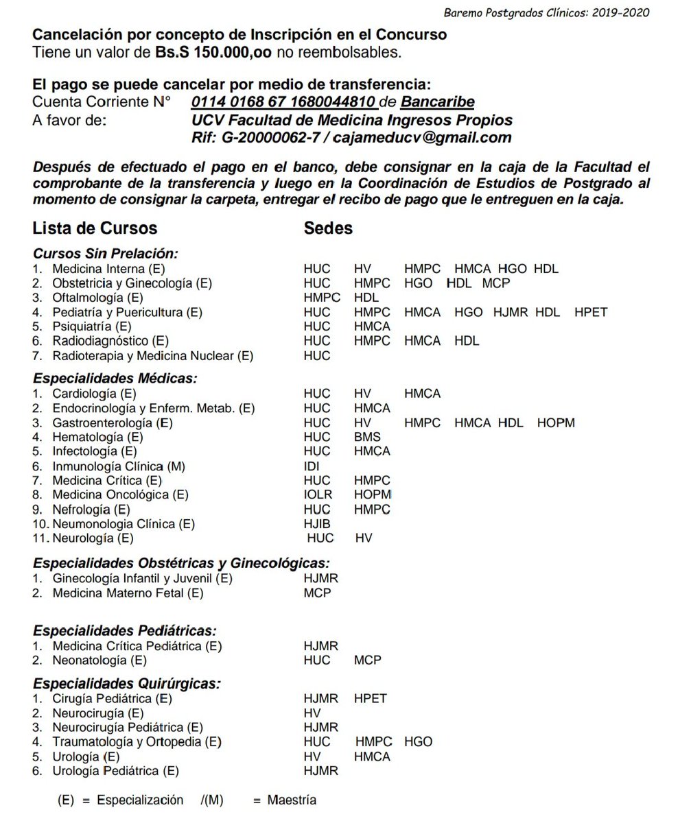 QxPediatrica's tweet image. 2 ° Llamado a Concurso de Postgrados Médicos y Quirúrgicos de la Universidad Central de Venezuela #2020

#CirugíaPediátrica #HospitalPediátricoDrEliasToro #HPET #Caracas #UCV