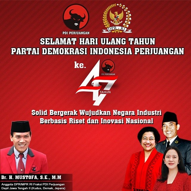 Selamat Ulang Tahun ke-47 <a href="/PDI_Perjuangan/">PDI Perjuangan</a>🎉

Semoga semakin progresif dan mampu memberikan dampak positif bagi Bangsa, Negara dan Rakyat Indonesia🙏

MERDEKA!!!

#DPRRI
#PDIPERJUANGAN