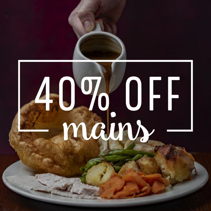AinleyTopToby's tweet photo. @AinleyTopToby Are Offering 40% Off Main Meals To All Our #TobyCarveryApp Users Until #Saturday!! 
Get Your #Discount #Voucher Today By Signing Up To Our #App🤗🍽️📱

#TobyCarvery #Huddersfield #Yorkshire #Roast #RoastDinner #Carvery https://t.co/zhTJwlAGNP