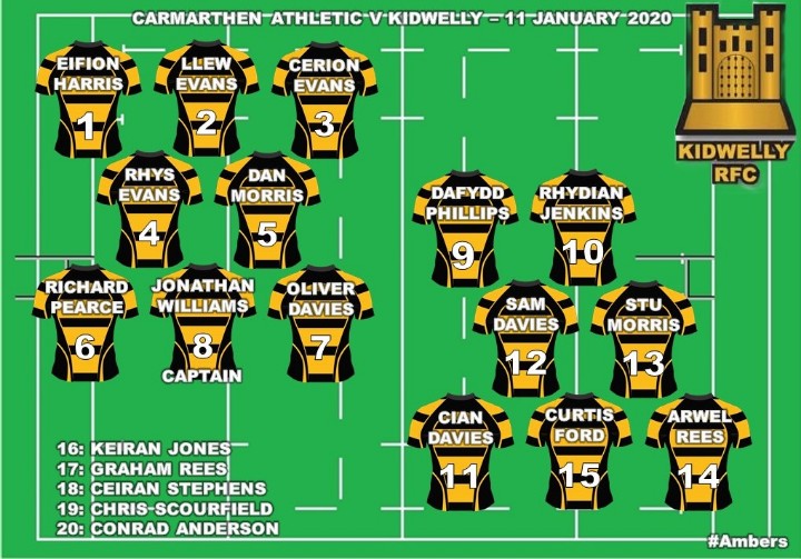 rfc_kidwelly's tweet photo. The @rfc_kidwelly team to face @CarmAthletic away, tomorrow at 2.30pm is... #Ambers 🔶 ◼️ 🔶 https://t.co/VGc3FlDB9N