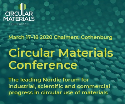 ChalmersIndustr's tweet photo. Meet us at Circular Materials Conference, March 17-18 2020!
The way we use our materials today will define the world we inhabit in the future.
Read more and register here! https://t.co/ZNBT9KBnua
Welcome!
#CircMatConf https://t.co/PkmywIfSJg