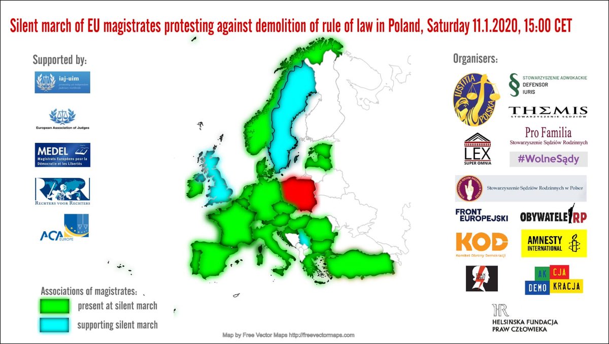 La Belgique sera dûment représentée à la marche historique de demain en soutien aux magistrats polonais ! 3 présidents d’associations de magistrats belges participeront. #1000RobesMarch #l’EtatdeDroit,j’y crois!