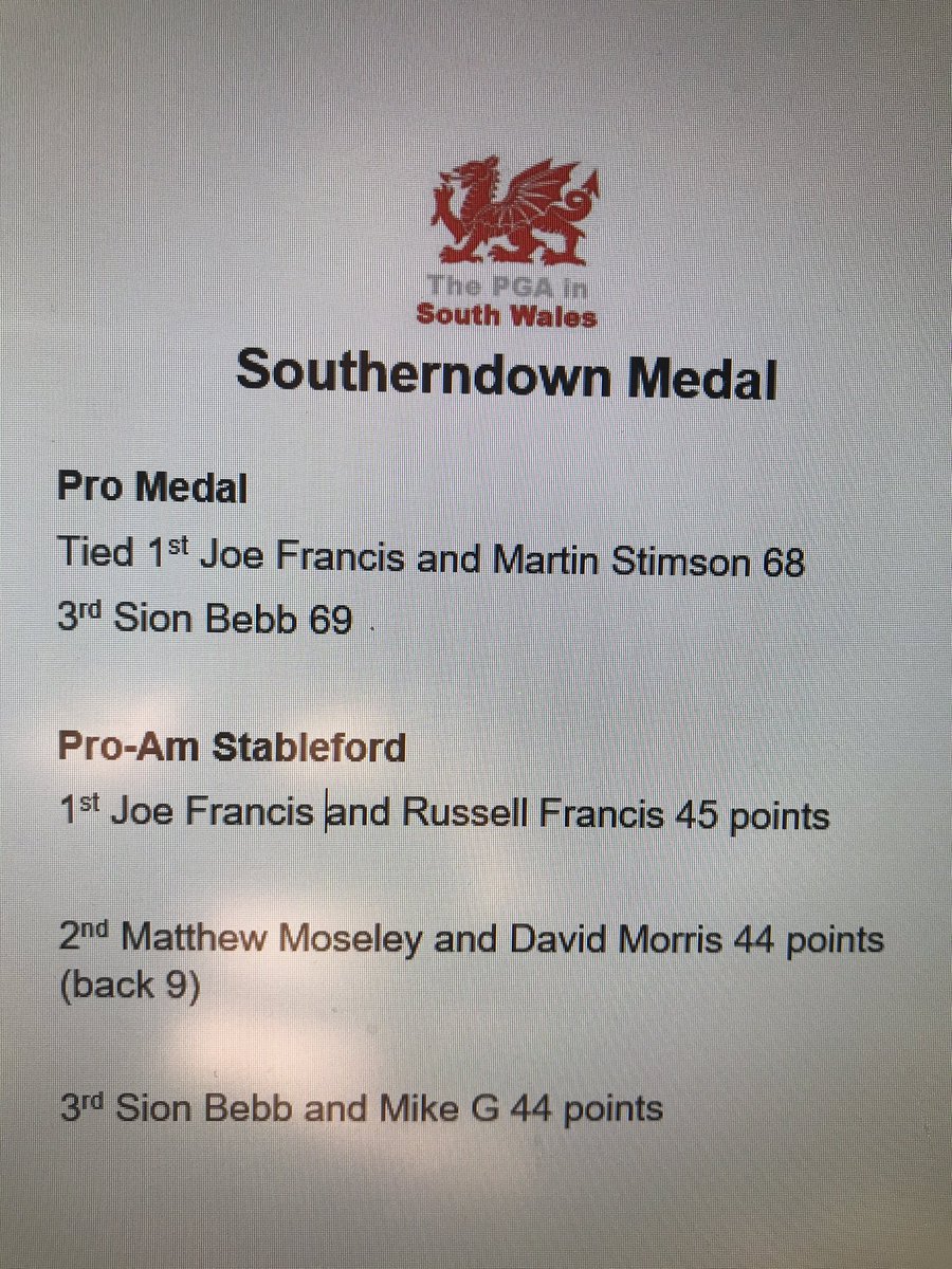 Southerndown Results. Well done to all winners!
Thank you to <a href="/Southerndowngc/">SoutherndownGolfClub</a> <a href="/SoutherndownPro/">SoutherndownGolfShop</a> for your hospitality. Course was in brilliant shape ⛳️