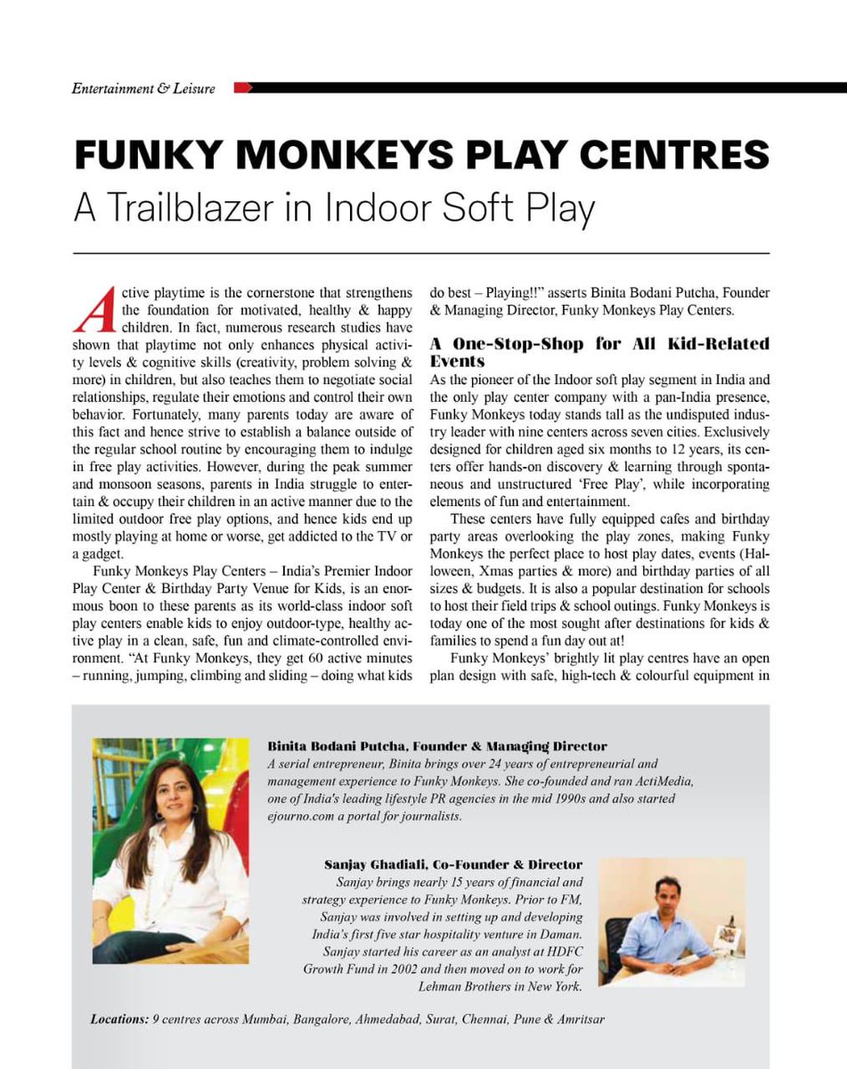 shivputcha's tweet image. Congratulations Binita Bodani Putcha and Sanjay Ghadiali!!! Kudos to you both for pioneering a new segment in India and for building @funkymonkeysBOM into the industry leader. lnkd.in/fBki3Vs #softplay #funkymonkeys
