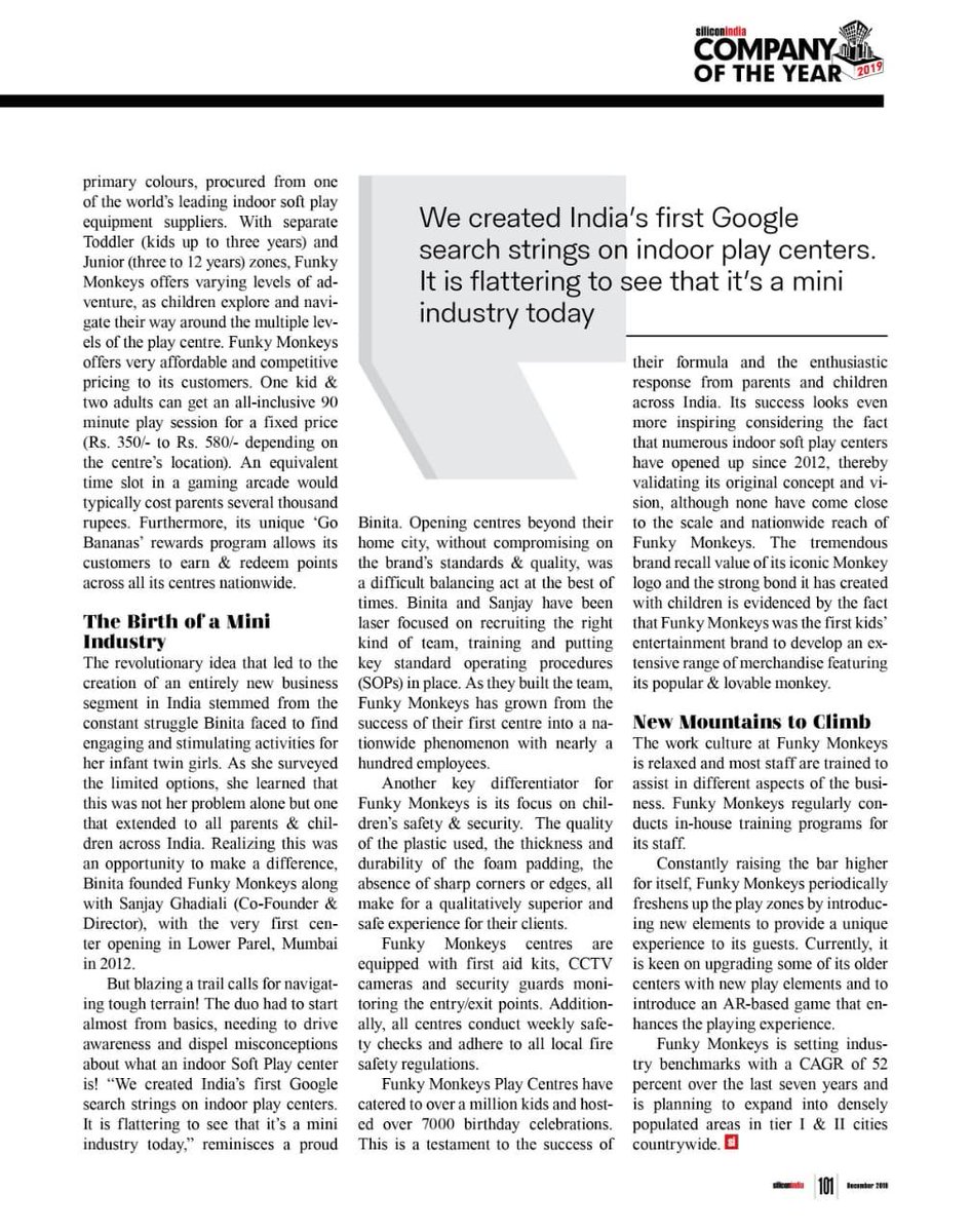 shivputcha's tweet image. Congratulations Binita Bodani Putcha and Sanjay Ghadiali!!! Kudos to you both for pioneering a new segment in India and for building @funkymonkeysBOM into the industry leader. lnkd.in/fBki3Vs #softplay #funkymonkeys