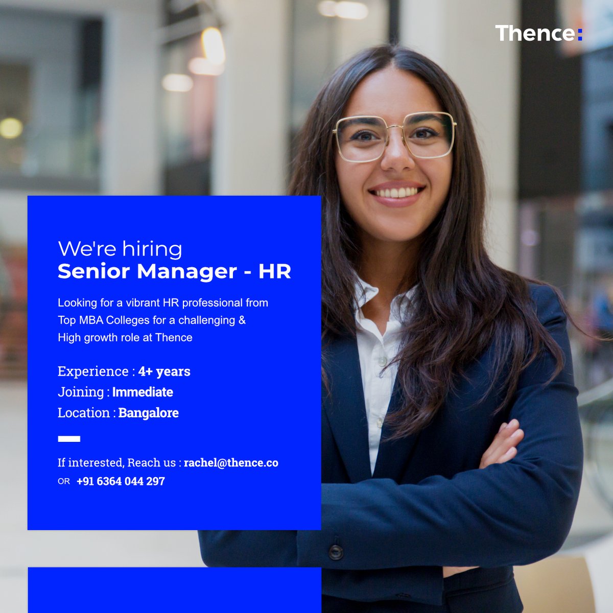 thenceco's tweet photo. We are Hiring Senior Hr Manager. 

Experience: 4+years

Apply via: https://t.co/Br0Hlx6eIH

#bangalorecareers #hrcareers #bangalore #thence #lifeatthence Thence https://t.co/V3acMctT9B