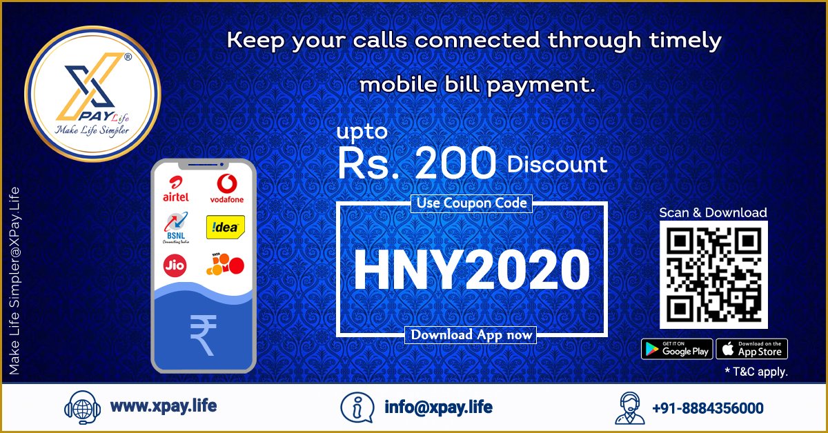 XpayLife's tweet image. XPay Life app is offering mind-blowing discounts on mobile bill payments this January. Offer Valid till 31Jan 2020. Terms and Conditions Apply.

Know More Information Visit: xpay.life/Offer/OfferDet…

Website: xpay.life

#Newyearoffer #offers #couponscode #XPaylife
