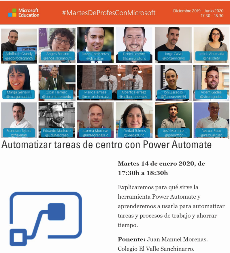 JmMorenasTic's tweet photo. En el #MartesDeProfesConMicrosoft de @MicrosoftEduEsp veremos el potencial de #PowerAutomate de #Office365
#GoMicrosoft
#SoyProfePorVocación https://t.co/zGUaKDCGoB