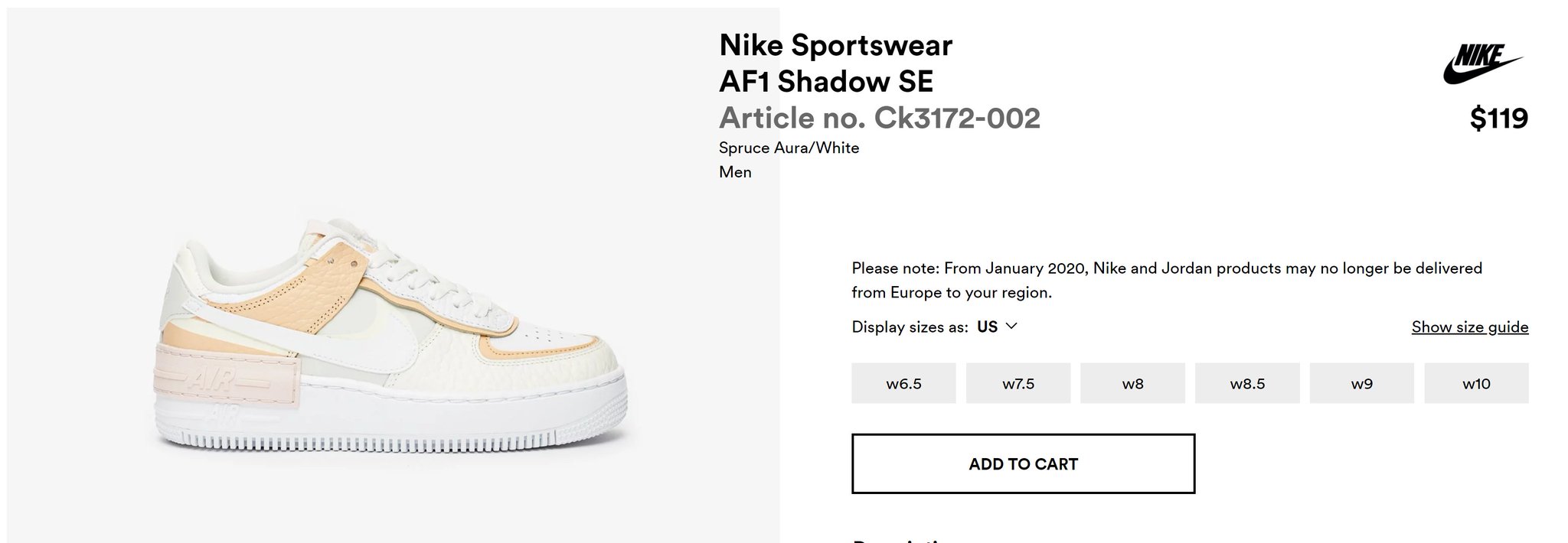 nike af1 size guide