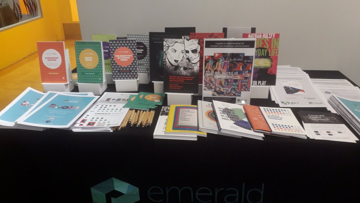 JenMcCall16's tweet photo. #MeCCSA2020 come and get some real last day bargains at the Emerald book stand over your lunch hour today (and check out early proofs of Digital Detox from @trinesy! @EmeraldSoc https://t.co/fQtZ6TlePZ