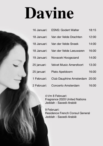 Voilà! De concertagenda van januari en februari! Hoop jullie bij een van de concerten te zien!❤️ #concertagenda #chansons #Davine