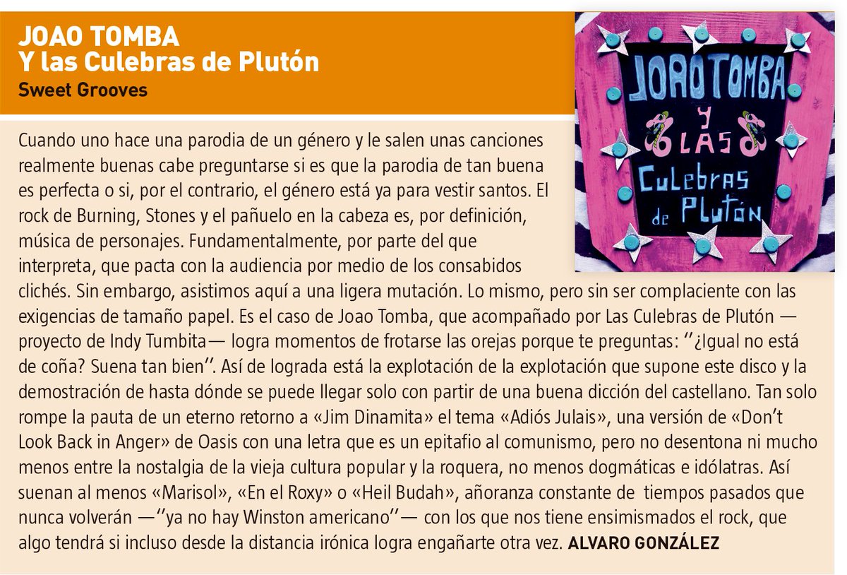Reseña destacada del discarral de Joao Tomba y Las Culebras de Plutón en el Ruta 66 - Tiempos de Rock &amp; Roll.

Vinilo 12" edición limitada a la venta en  
sweetgroovesrecords.com