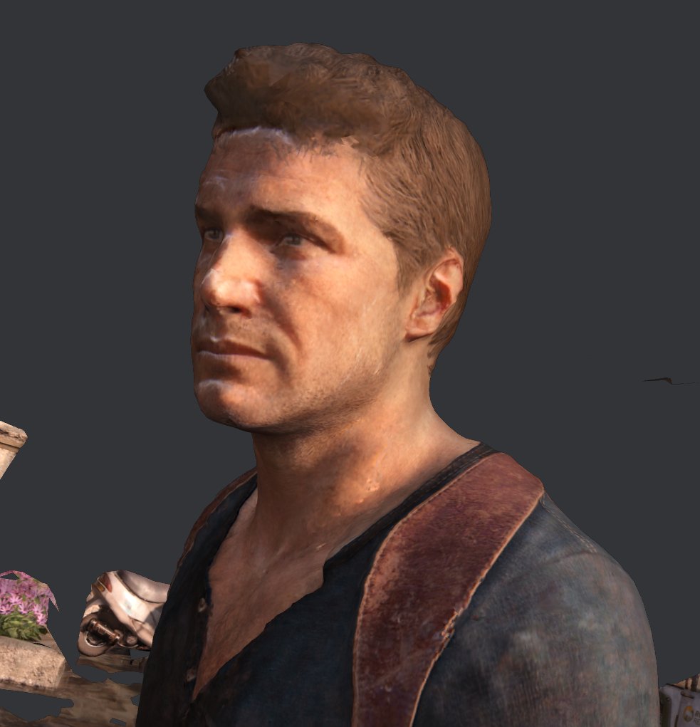 JACKPOT! Best one yet! 306 photos of Drake got me great results, just need some extra pictures of his hands and accessories hanging on his body. Seems like triple-A characters with a bazillion polygons work best for finding reference points.  @Naughty_Dog  @nolan_north