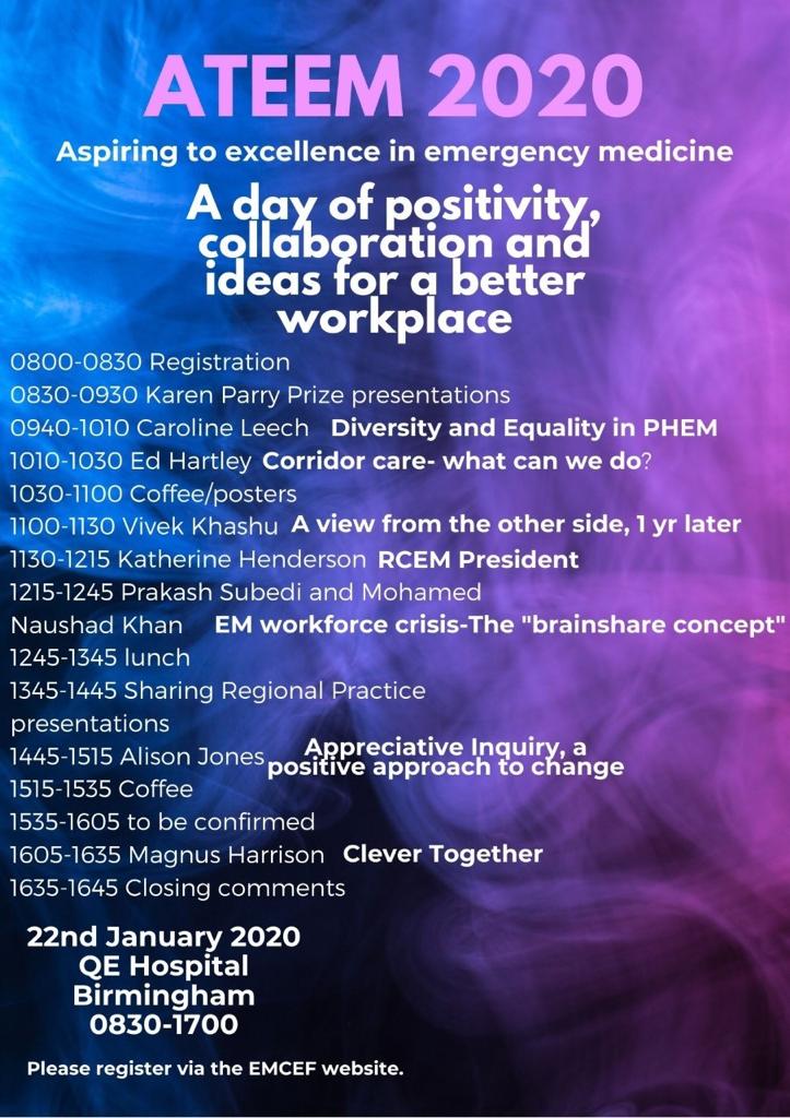 ATEEM 2020 conference 
We will present our "Brain share" concept to find a solution to our Emergency Department workforce crisis.