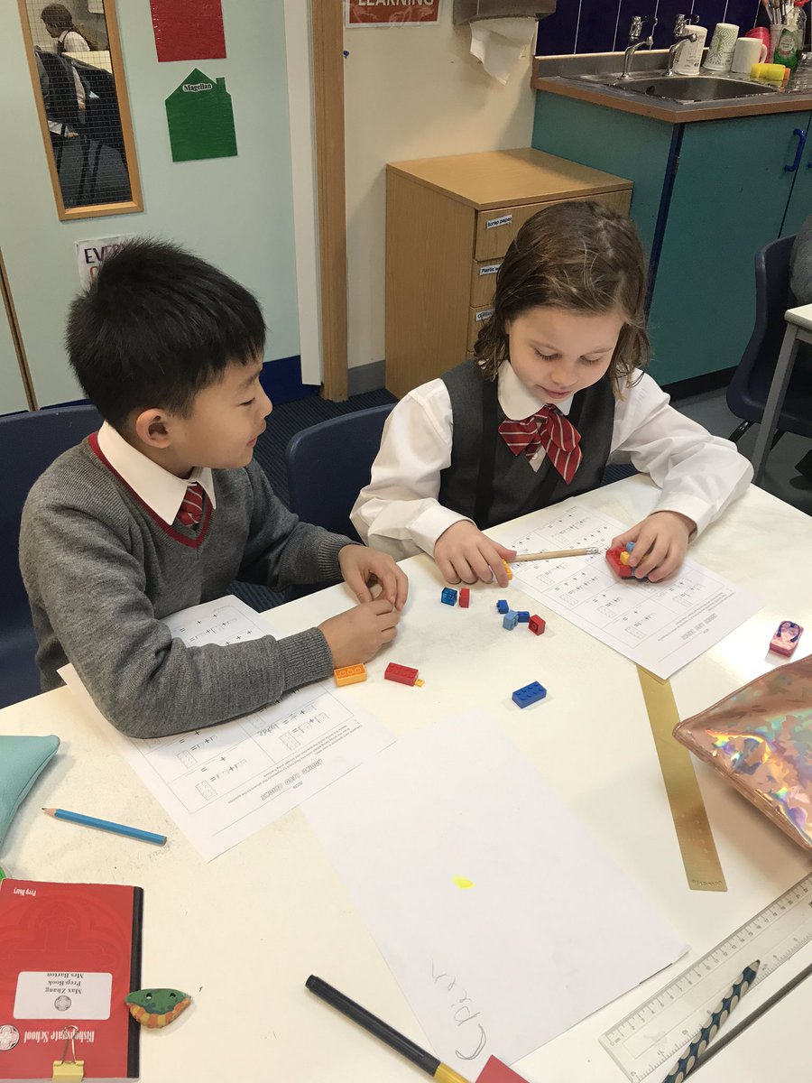 Year 3 are enjoying using Lego today in Maths to add fractions together #BGSyear3 #BGSmaths