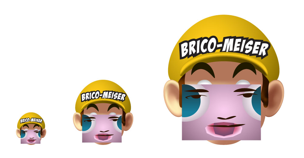 Three different sizes of Brico-Meiser icons.