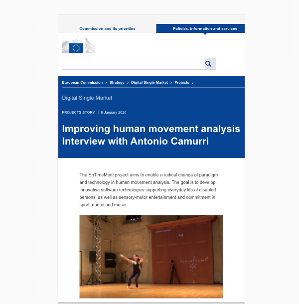 EnTimeMentEU's tweet photo. How can the analysis of human movement help athletes, musicians or disabled people
@EUeic - European Innovation Council interviewed Antonio Camurri
Read more at https://t.co/ygsL19itll
@EUeic @FET_EU @FutureTechEU
#eicPathfinder #EUeic #EnTimeMent #H2020 https://t.co/MCtLscJ91C