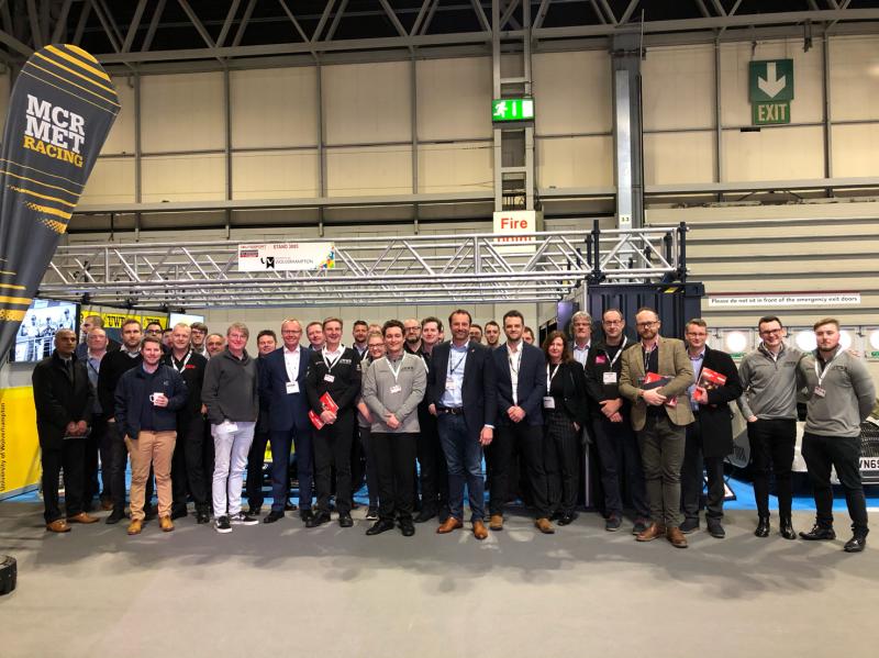 's tweet image. This morning James has enjoyed a @UWRacing sponsors breakfast #businessnetworking meeting here at @Autosport_Show. The F3 car in hidden behind everyone in the photo!! #motorsports #f3cup #ASI20 #supportukmfg #thisisengineering #thatworkwearguy #UKmfg