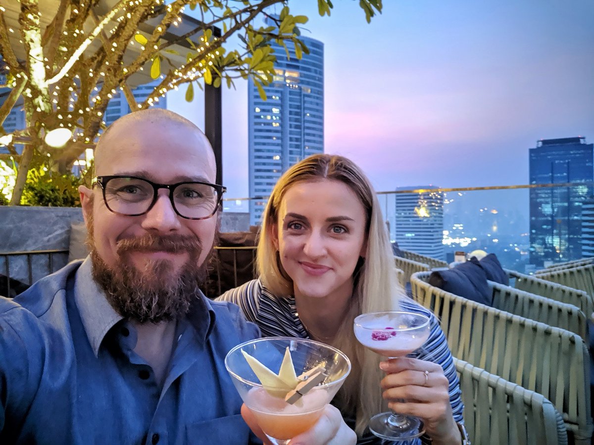 After a short visit to the <a href="/SearchAssociate/">SearchAssociates</a> job fair in BKK, it's time to celebrate joining <a href="/jayhmcbride/">Jason McBride, Pearson College UWC (he/him)</a>, <a href="/peterson_kurtis/">Kurtis Peterson</a> and the @UWCThailand family next year! We're so grateful for this opportunity and the start of new adventure. Cheers!