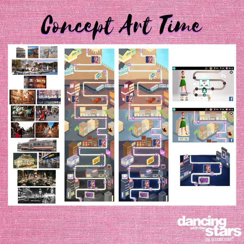 dwtsthegame's tweet photo. It's Concept Art Time! 
Check out these samples of the fame map from early development - which one is your fave? #DWTS #DWTSGame https://t.co/joOErSqNdH