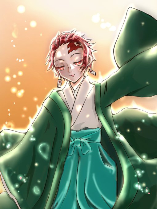 妖鬼さんがTwitterに投稿した竈門炭治郎(鬼滅の刃)のイラスト。