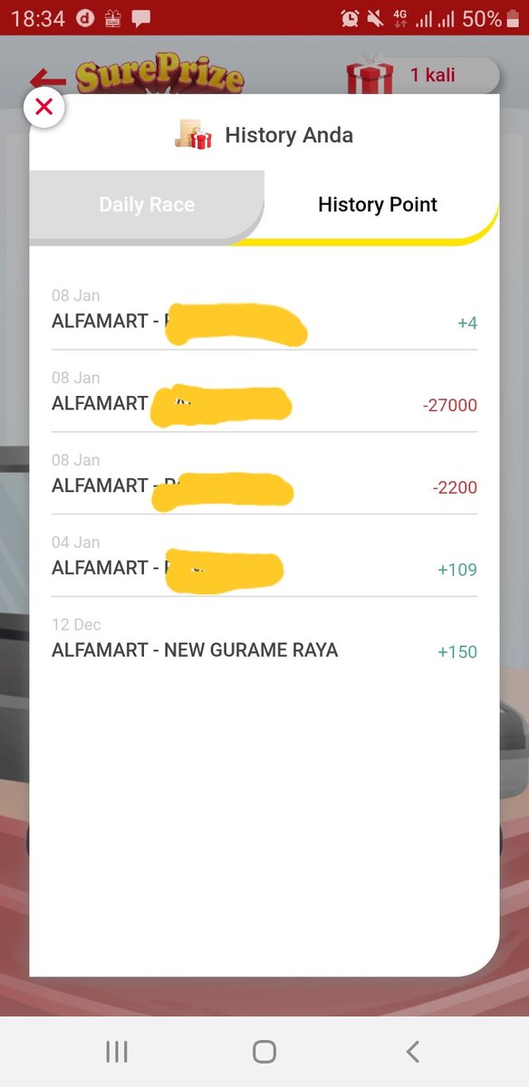 Tgl 4 subuh kartu alfa ktinggalan, sorenya ksana lagi petugasnya ga ada yg tau karna udah ganti shift, disaranin download alfagift aja, hari ini iseng2 ngecek trnyata poinnya udah terkuras di cabang yg sama. ga sberapa sih nilainya, tapi kan..
Kira2 siapa yaa yg nemuin 🤔