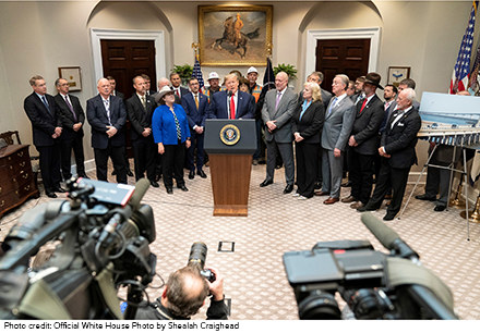 ABCNational's tweet photo. ABC's Mike Bellaman was at the @WhiteHouse yesterday for the announcement of a proposed rule to modernize the National Environmental Policy Act to eliminate unnecessary delays that cause budget overruns in construction and streamline permitting. #ABCMeritShopProud https://t.co/x5Apzebr0h