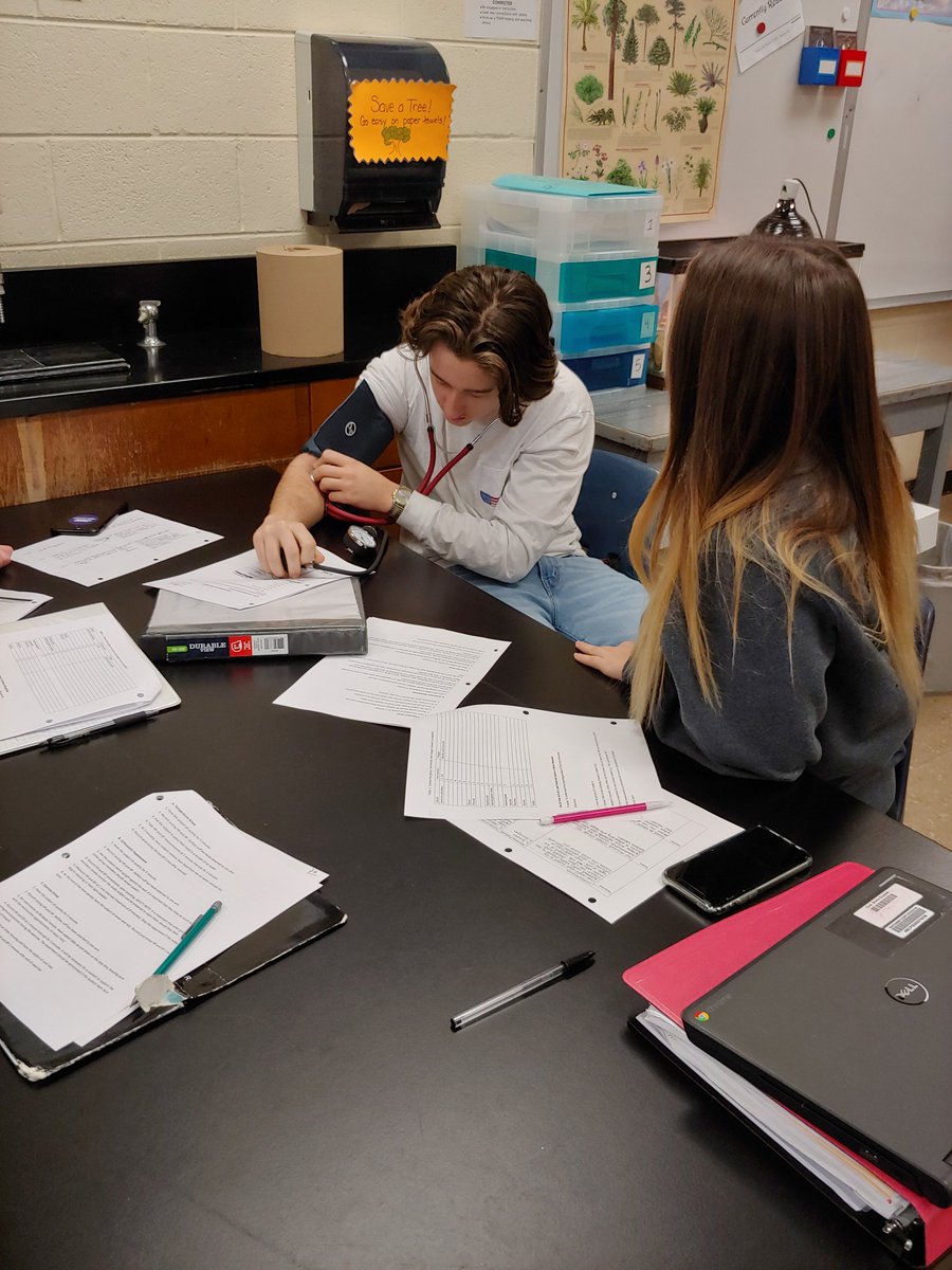 Working on the effects of stress on heart rate and blood pressure...even teaching Mrs. Price how to take BP today! <a href="/CHSBlueDemons/">CHSBlueDemons</a> <a href="/MarkMiear/">Mark Miear</a>