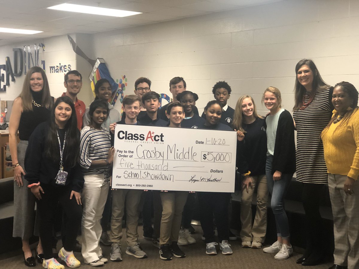 I continue to be PROUD of <a href="/CrosbyMiddle/">Crosby Middle School</a> students, staff, and community! We received our <a href="/classactfcu/">Class Act FCU</a> WINNING check today for the “School Showdown!” Excited for updated technology. #AllInAllTheTime #Crosby4Cs <a href="/JCPSKY/">JCPS</a> <a href="/JCPSAsstSuptMS/">Heather Benfield</a> <a href="/tkonz/">Toni Tatman</a>