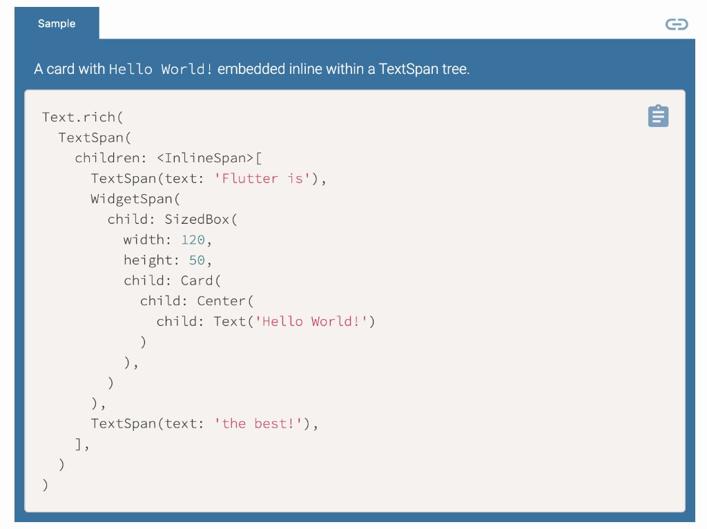FlutterDev's tweet image. ✨Styling your text? Let&apos;s make it easy...✨

Did you know you can add any widget inside a RichText widget? WidgetSpan can layout any widget inline with other TextSpans. #FlutterFriday

Learn more here → goo.gle/2t65Rwa
