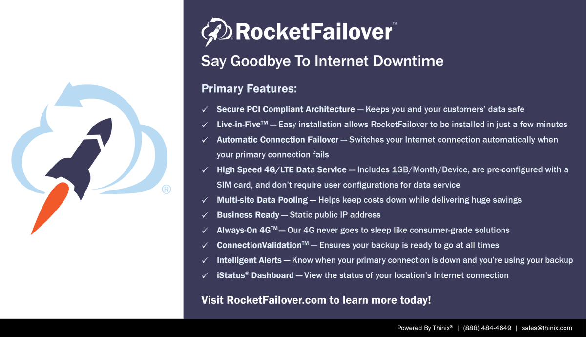 rocketbroadband's tweet photo. Need Backup Connectivity For Your Business? Check Out Some of RocketFailover's Best Features: 
https://t.co/sxcDUVn1z5 https://t.co/LIMcVdVCH3