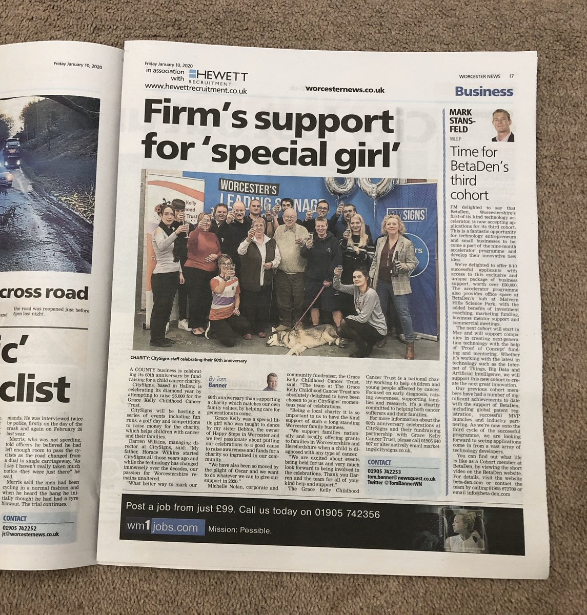 Have you seen us in the <a href="/worcesternews/">Worcester News</a> today on p17?

We’re absolutely thrilled to be supporting <a href="/GraceKellyTrust/">Grace Kelly Childhood Cancer Trust</a> as part of our 60th anniversary celebrations 🥳 It’s such a special charity &amp; we can’t wait to start our fundraising🐞🐞🐞 

#WorcestershireHour #Malvernhillshour