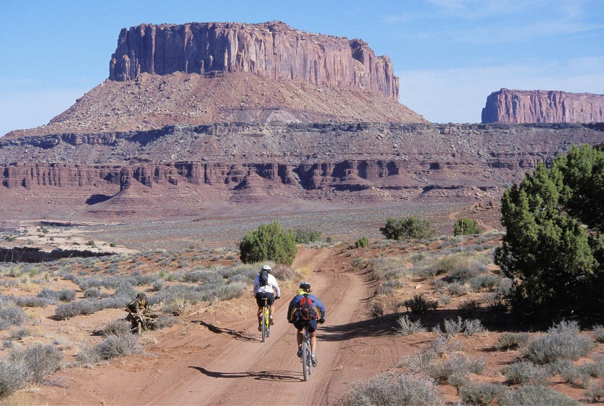Two Bikers on the White Rim Road at Canyonlands National Park