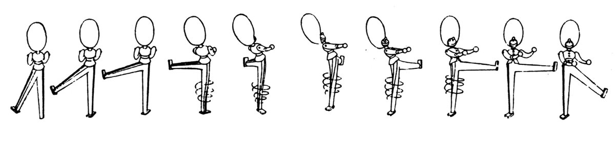 test animation drawings by Joy Batchelor of a toy soldier spinning around