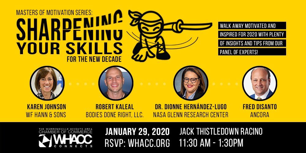 WHACC's tweet photo. Why is it important for you to keep your #skills sharp in the new decade? Learn from our Panelists January 29th! RSVP and learn more at https://t.co/Qdn8h9oqN5 today!

#WHACCconnects #newdecade #motivation #luncheon #chamberofcommerce #NASA #UFC https://t.co/7iD2lzEdXy