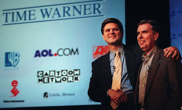 Finance_History's tweet photo. 2000, America Online (AOL) agrees to purchase Time Warner in a stock swap valued at $156 billion, driving Time Warner stock up by 39% and sending the NASDAQ 100 index up 6%. https://t.co/n1yVLEXeTg