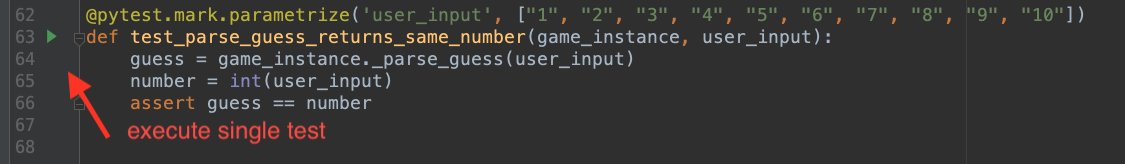 Run in gutter next to a test