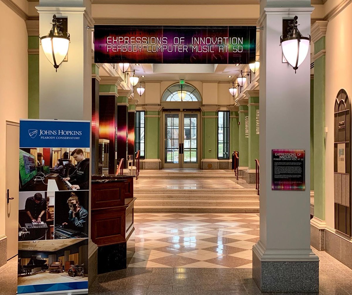 Expressions of Innovation celebrates the 50th anniversary of Peabody’s Computer Music program. Check out the exhibit in the Muse on campus or online musiclibrary.peabody.jhu.edu/computermusic