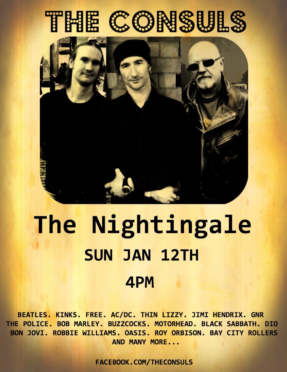 TheConsulsBand's tweet photo. We are back at The Nightingale #Sutton on Sunday afternoon!
#GreatPub #LiveMusic #Surrey https://t.co/PirSCE9w9f