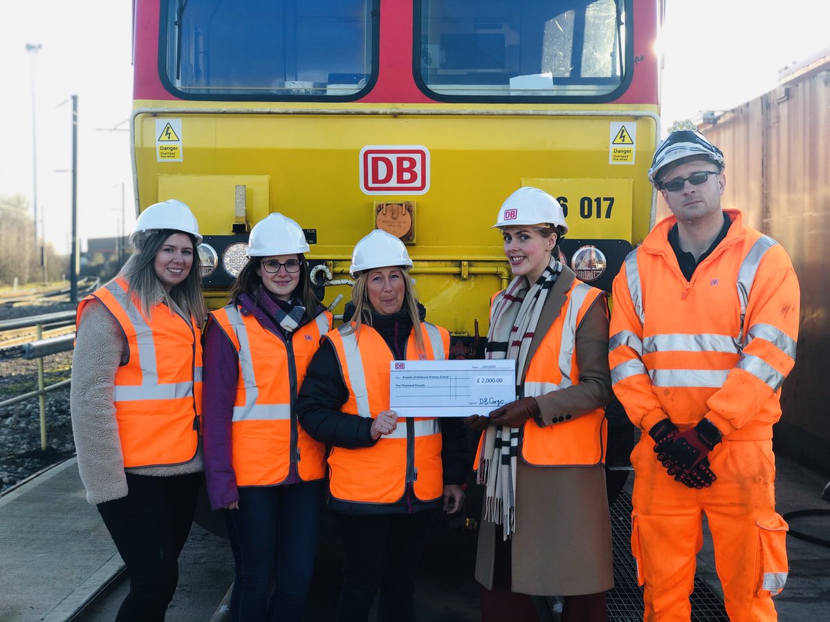 DBCargoUK's tweet photo. We are proud to be supporting local communities through our CSR charter. Today we presented Kilnhurst Primary School with a cheque for £2000 which was raised through our charity cab ride auction. Sadly, the school was devastated by recent flooding in the South Yorkshire region. https://t.co/GL3Jm5fw20