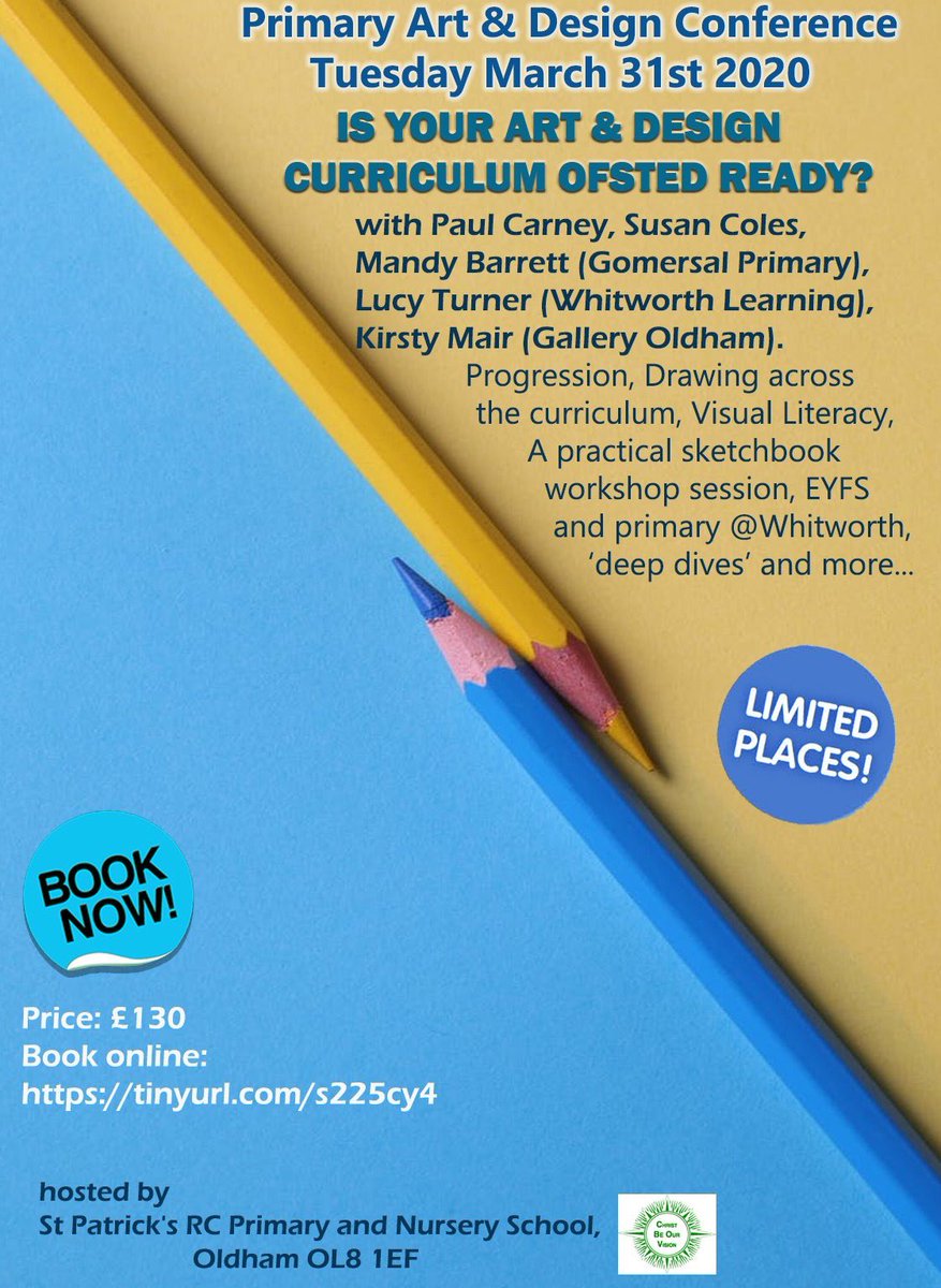 We are excited to be sharing our #sketchbook practice during this AWESOME looking Primary Art&amp;Design Conference. Get your tickets quickly before they all disappear. See you there! <a href="/theartcriminal/">Susan M Coles</a> @PaulCarneyArts <a href="/WhitworthArt/">the Whitworth</a>