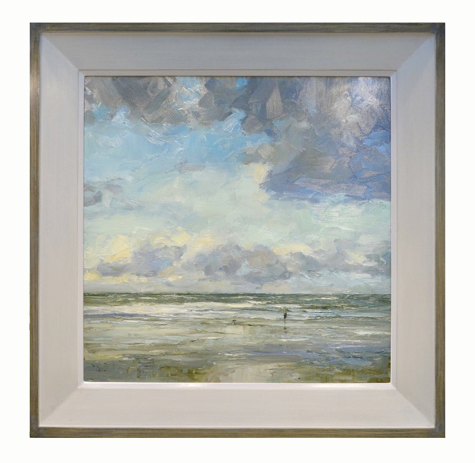 Harry Brioche oil painting titled ‘Evening Solace’ depicts a seascape view of Formby. This piece is now available and on display in the gallery. Please visit carnesfineart.com for more information. #Formby #Sea #Sefton #Lancashire #Art #artforsale #paintings #seascape