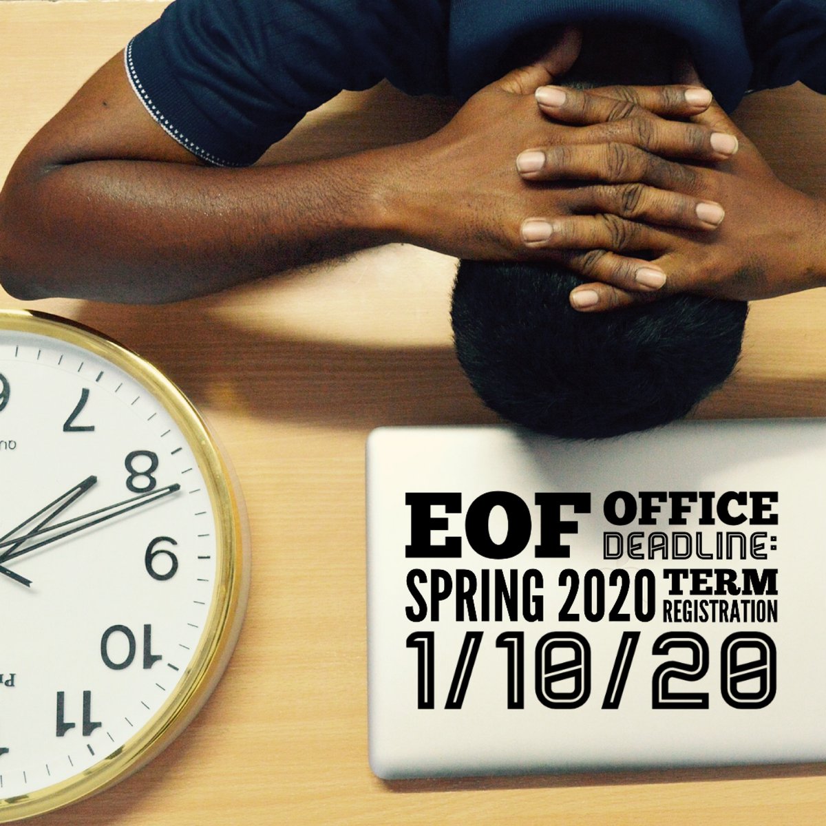 BrookdaleCC_EOF's tweet photo. 😱 TODAY (1/10/20) is our office deadline to register for #Spring2020! 🗓 Don’t miss out on additional #FinancialAid &amp; #SupportServices from #EOF to help you succeed while enrolled at @BrookdaleCCNews! #EOFAdvantage #EOFStrong #EOFWorks #SuccessStartsAtBrookdale https://t.co/IqJ6dMnXGE