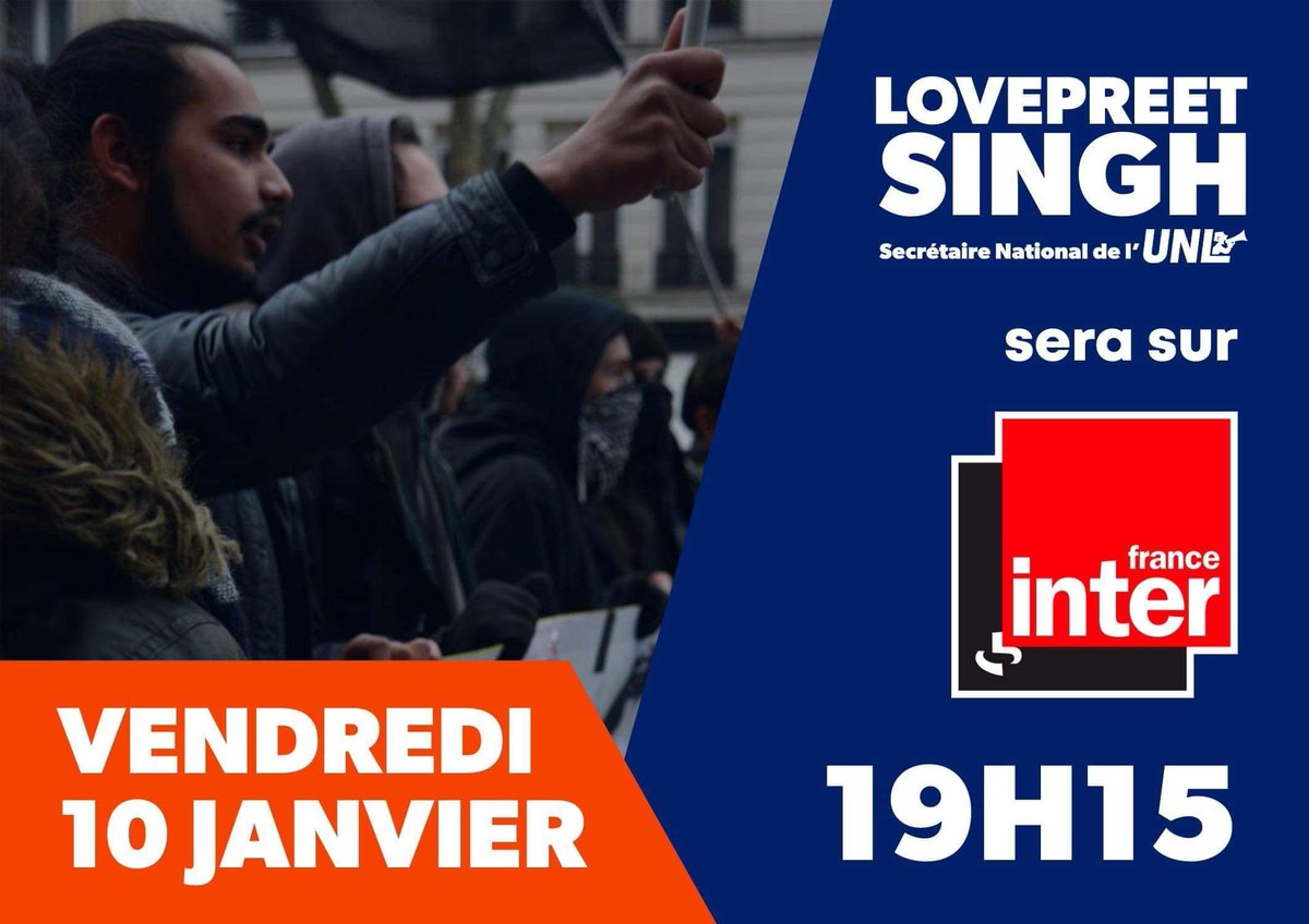 USLSyndicat's tweet photo. Lovepreet singh, secrétaire national de l'Union Nationale Lycéenne sera sur France Inter à 19h15 pour parler des E3C et de la réforme du bac qui concerne les 1eres. https://t.co/XLk9pKzmZX