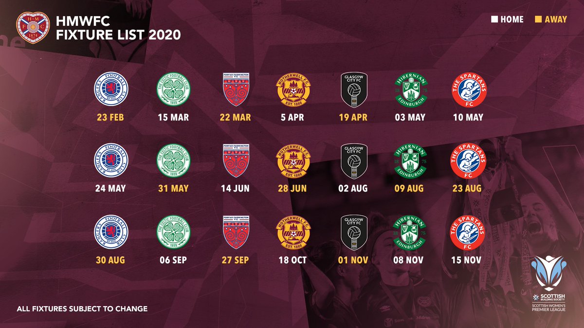heartswomenfc's tweet image. Our @SWPL fixtures for 2020 ⚽️

Take note! ♥️ #SBSSWPL