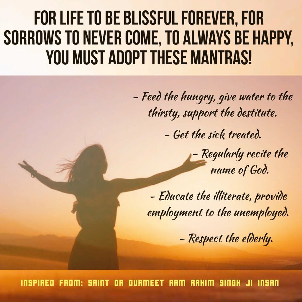 jitenderinsan93's tweet photo. #Happiness
#BeHappy
#HappyLife
#Smile
#TipsForHappyLife
#SaintDrGurmeetRamRahimSinghJi
#DeraSachaSauda

The continuous practice of Saint MSG's true method of meditation increases your will power and patience, thereby restoring your lost happiness.🙏🙏 https://t.co/VXO6Xq0ddV