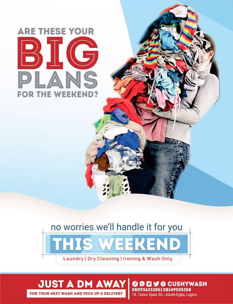 CushyWash's tweet photo. Call us for this weekend now 08149505358/08093633285
#laundrymadeeasy #ekowash #garmentclean #shirtklin #FridayThoughts #FridayMotivation #cushywash #lagoslaundry https://t.co/6o8tHPATFv