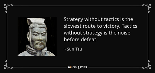 MartinDC64's tweet photo. #Strategy without tactics is the slowest route to victory. Tactics without strategy is the noise before defeat. - Sun Tzu
True in war and #marketing.
#StrategyMadeSimple https://t.co/J8BroFQvsp