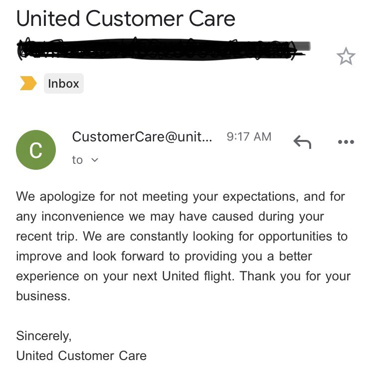 JustiniBar's tweet photo. @united Please give me my money back. Maybe you guys will actually care about your customers when you start losing $ https://t.co/HeZJO04Jsl
