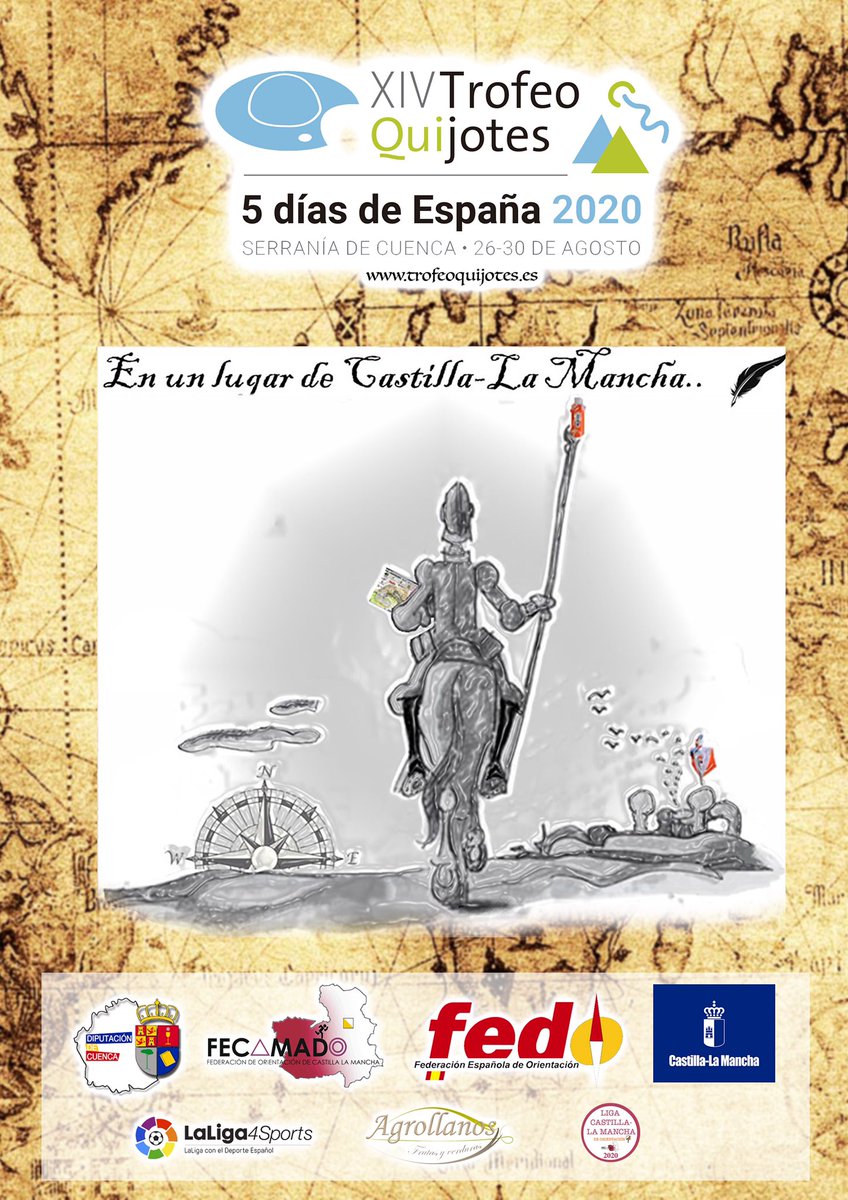 La XIV edición del <a href="/TrofeoQuijotes/">Trofeo Quijotes</a> serán los 5 días de España 2020. Reserva las fechas 26-30 Agosto. 
6 pruebas en 5 días. Y con una WRE!
<a href="/fecamado/">FECAMADO Orientación</a> <a href="/fedo_org/">FEDO</a> <a href="/IOForienteering/">IOF Orienteering</a>